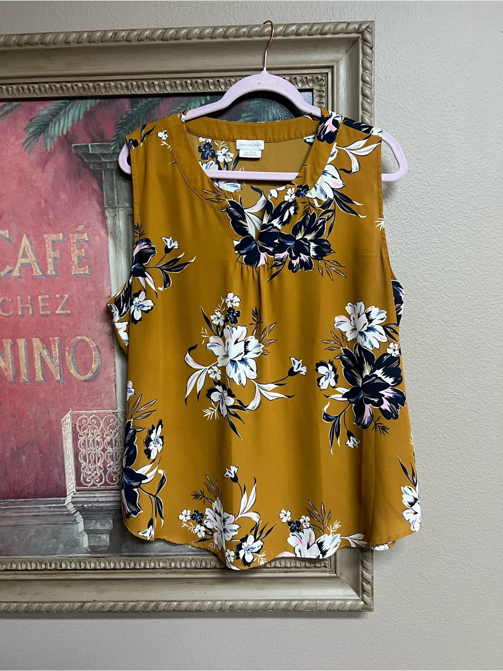 Van Heusen Mustard Floral Sleeveless Top